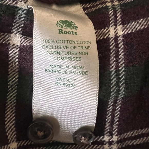 Roots Plaid Flannel Button Down Long Sleeve Mini Dress Size XS - Picture 6 of 6
